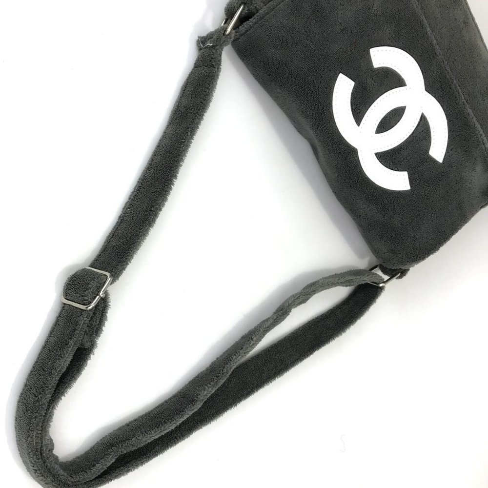 Chanel plush purse fuzzy shaggy bag black white shoulder crossbody soft authenti